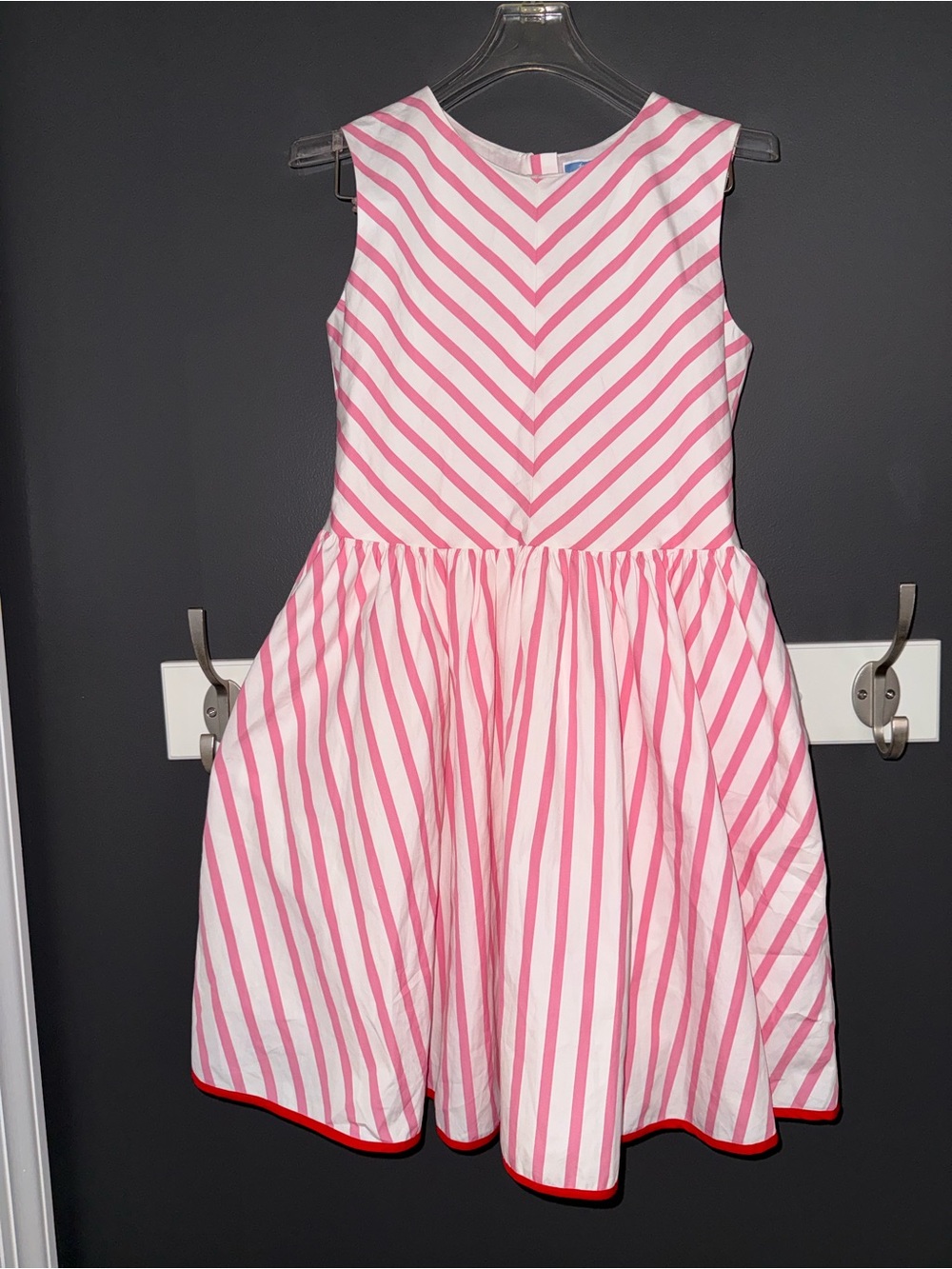 Jacadi Paris Girls Pink and White Striped Party Dress